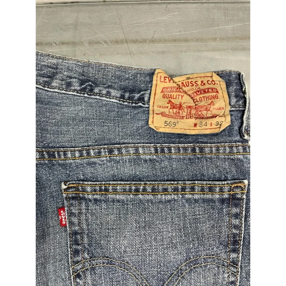 VTG Levis 569 Jeans  Men 36X33 Blue Medium Wash Denim Loose Straight 100% Cotton